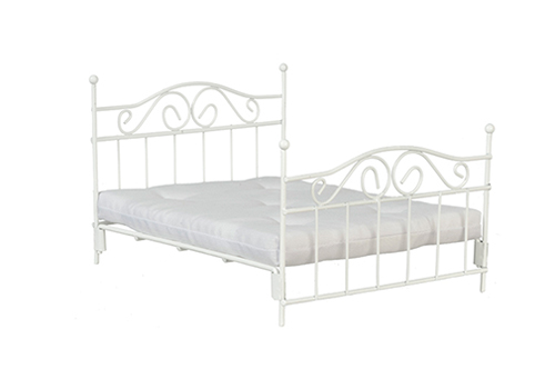 Double Bed with Mattress, White